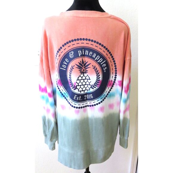 Love & Pineapples Women's Oversized Tie Dyed Lightweight Sweatshirt  L  EUC - Picture 3 of 11